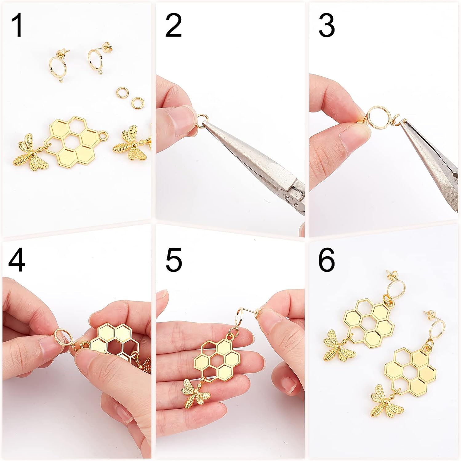 Beebeecraft 20Pcs/Box Stud Earrings with Loop 18K Gold Plated Brass 10mm/0.39in Hollow Round Stud Earring Findings Geometry Earring Posts with 20Pcs Butterfly Ear Back for Jewelry Making Hole: 0.06in - Image 5