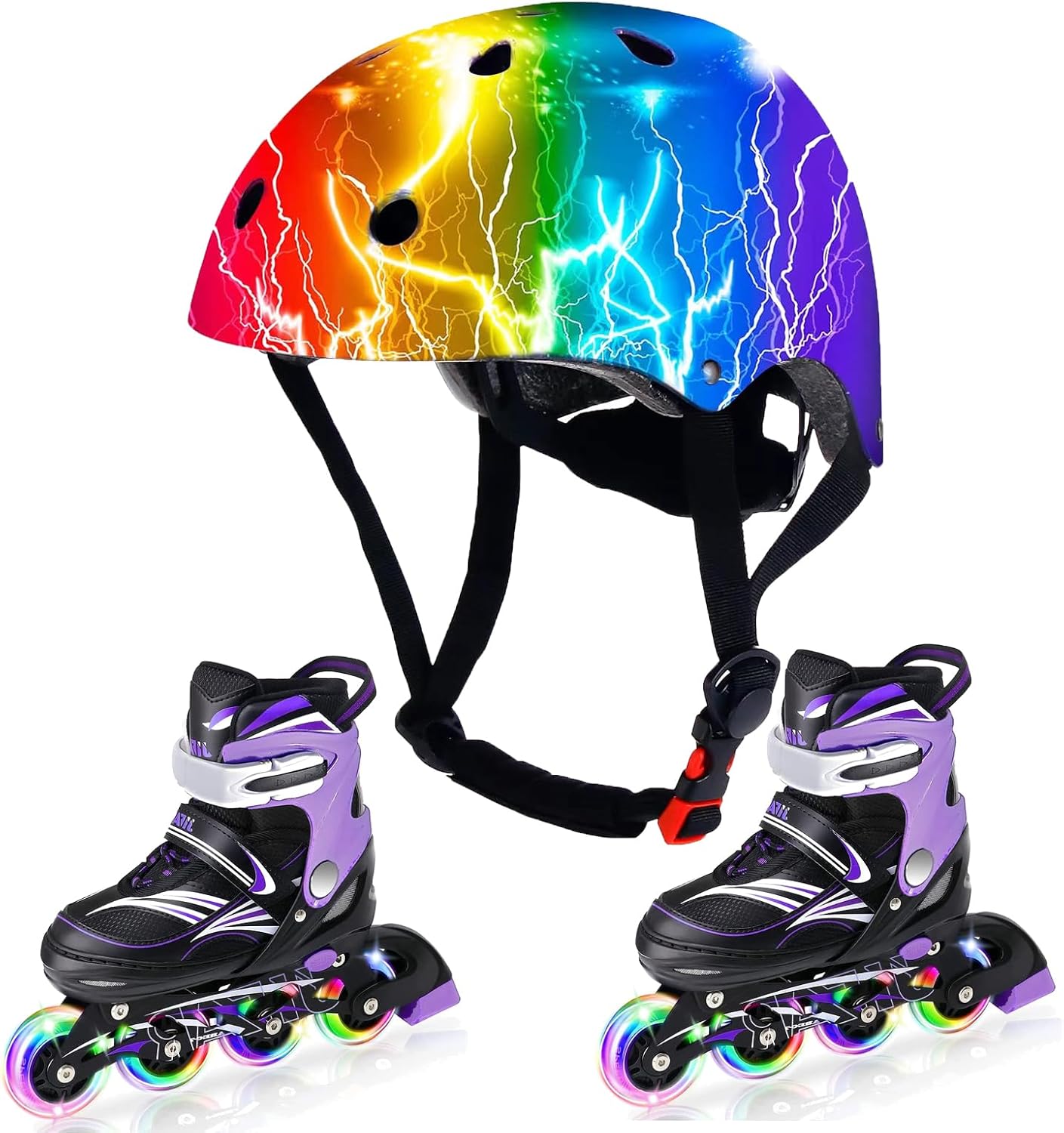 Gradient Color Kids Protective Gear Set Knee Pads for Kids 2-14 Years & Kids/Toddler Bike Helmet for Boys Girls