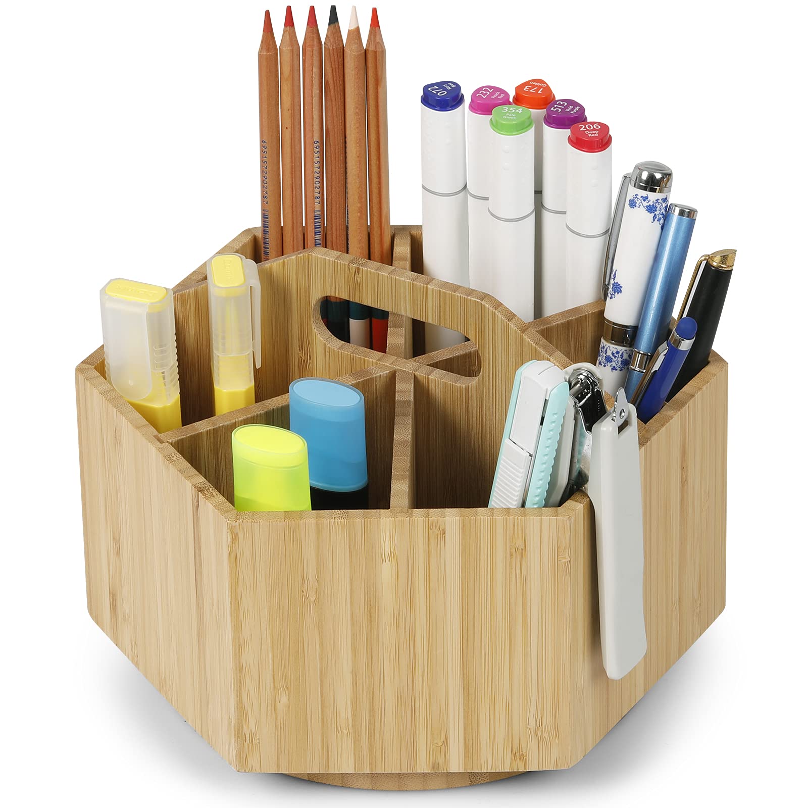 Buy Bamboo Rotating Art Supply Organizer Darfoo Colored Pencil Holder