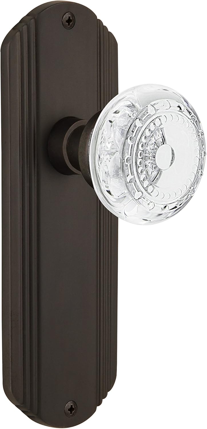 Nostalgic Warehouse 753532 Single Dummy Deco Plate with Crystal Meadows Knob, Surface Mounted, Satin Nickel