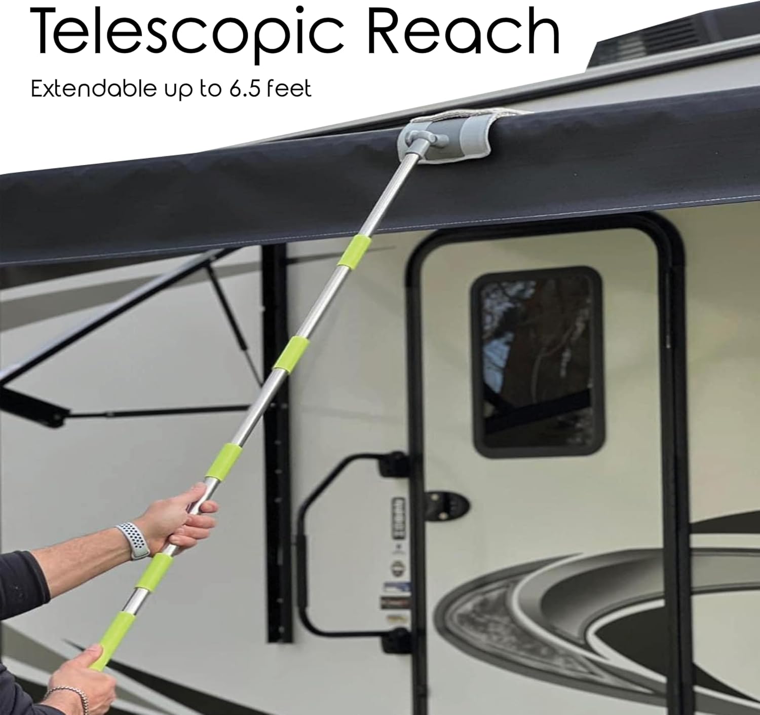 Easy Squeegee Customized Professional RV and Home Awning mop Rotating and Lockable Head, extendable Pole with Dual Sided mop pad, Reusable Awning mop pad, Machine Washable