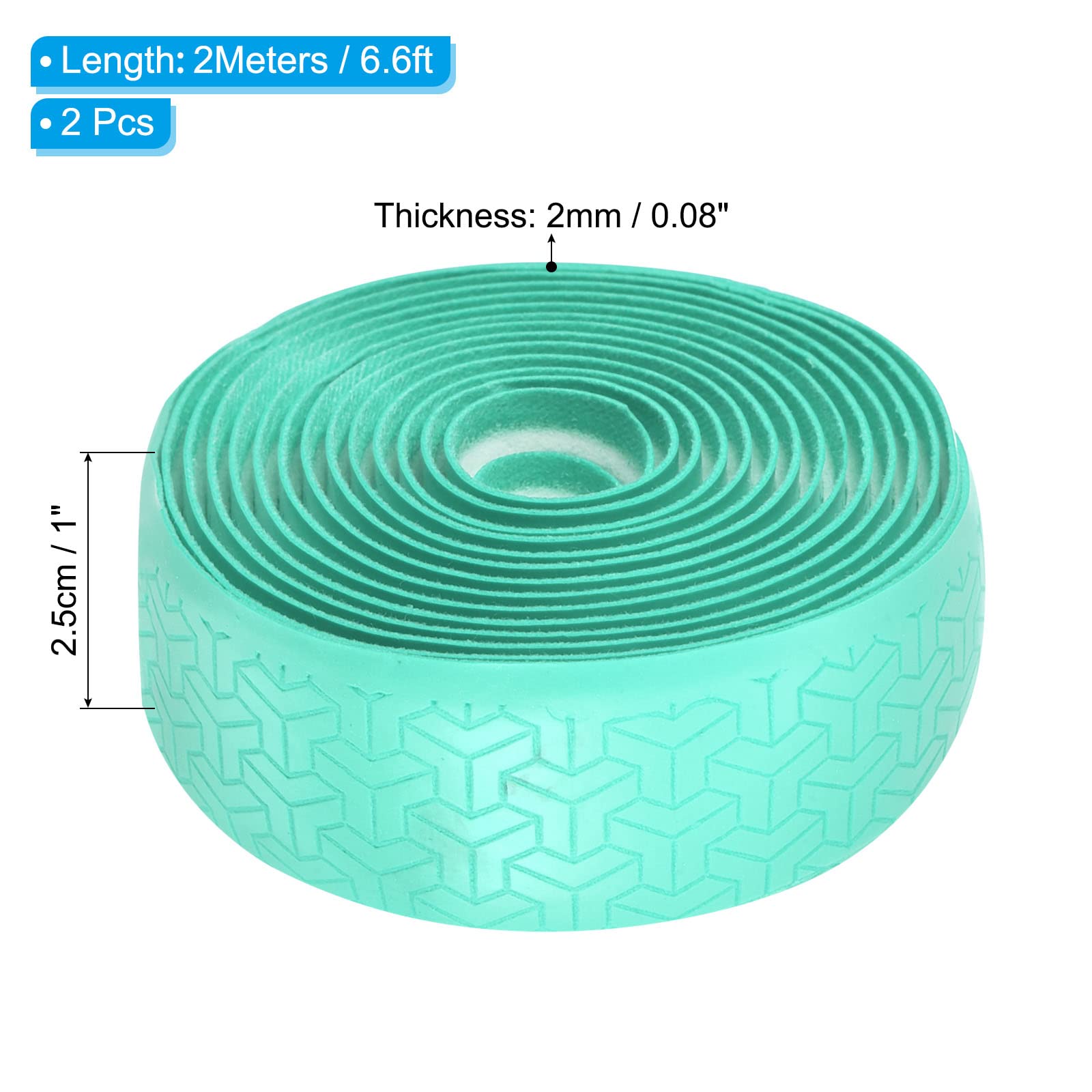 PATIKIL 6.6ft Racket Overgrip, 2 Pack PU Lengthen Grip Tape Non-Slip Absorb Sweat for Tennis Badminton Fishing Rod, Turquoise