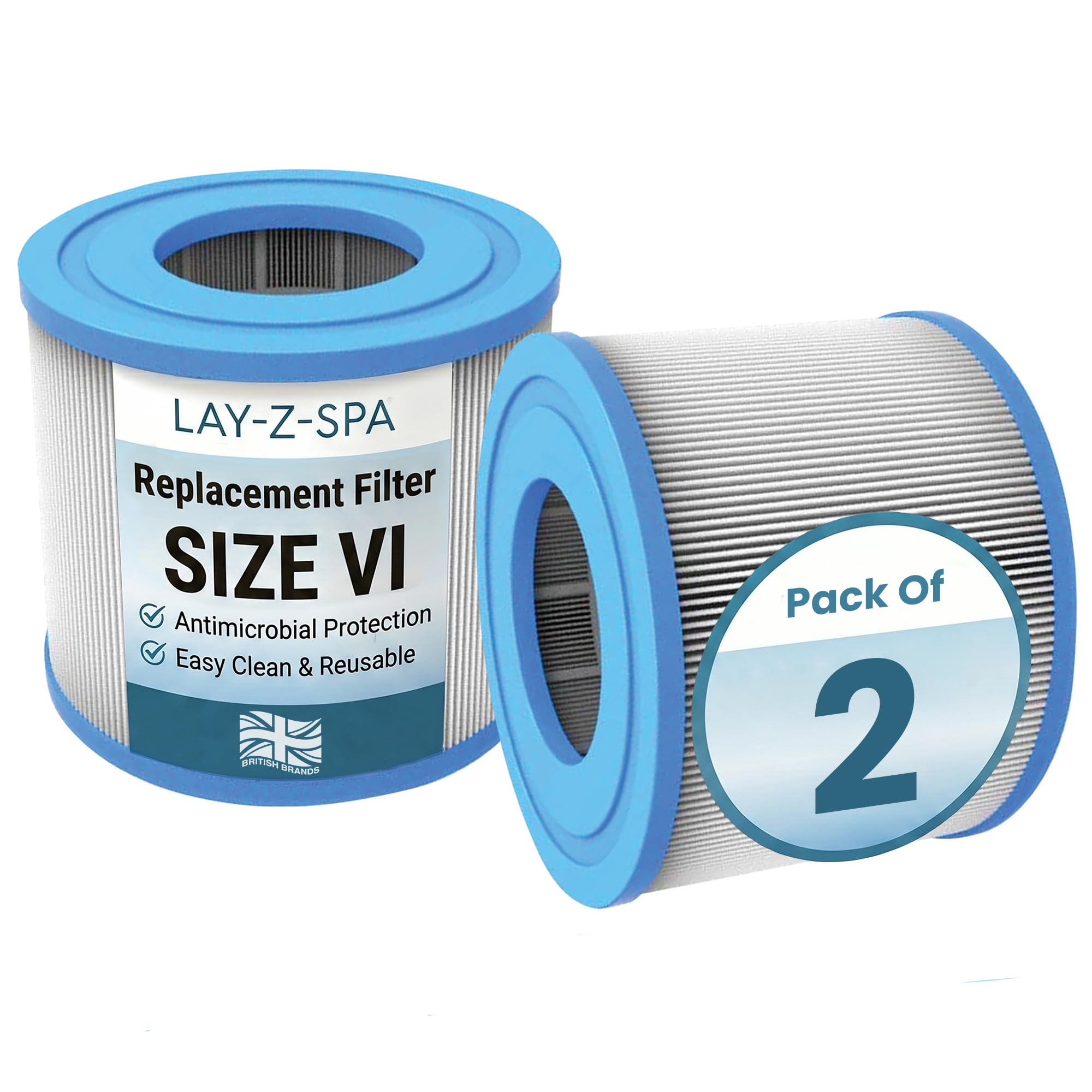 LKH Reusable Hot Tub Filter - (2 Pack) Lazy Spa Replacement Filter Cartridge with Polyester Fiber Cloth, Fixed Plastic Packaging, Reusable & Easy Clean Design – Perfect for Home Spas & Pools