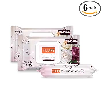 Tulips Refreshing Wet Wipes LID Pack (Valley of Flower, Pack of 3)