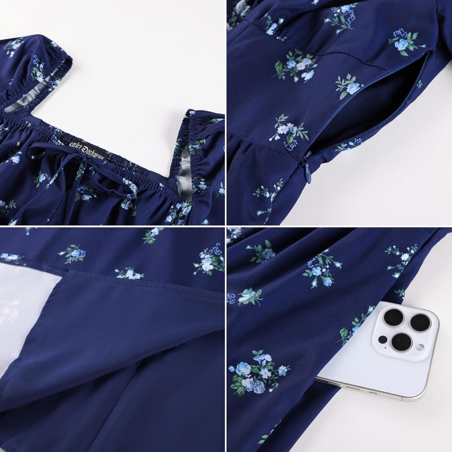 Scarlet Darkness Women's Floral Corset Dress with Split 2026 Summer Spring Square Neck Midi Milkmaid Dresses