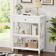 FATORRI Small Bookshelf with Drawer, Modern Wood Metal Bookshelf Short Bookshelf Low Book Case for Living Room White Oak