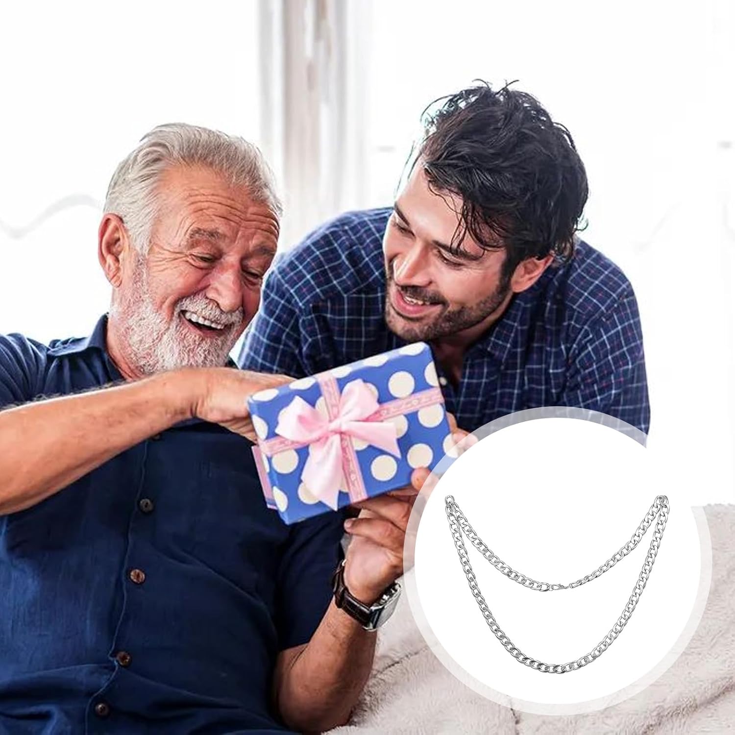 Men's Cuban Chain Necklace, Silver Cuban Chain Jewelry Gifts for Dad Son Husband Boyfriend, Birthday Christmas Graduation Present To My Son Necklace - Image 7