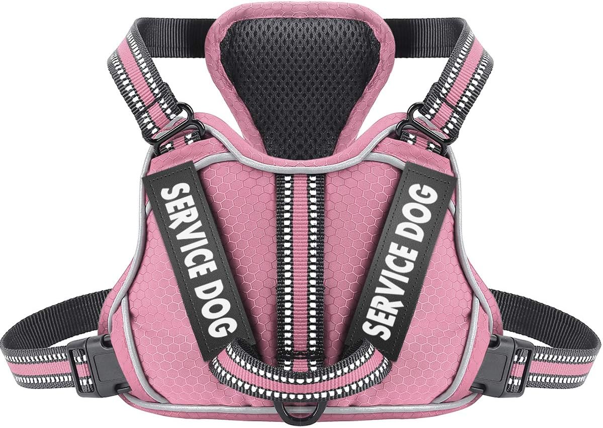 VOOPETService Dog Harness, Easy On and Off Over Head Dog Vest Harness Fasten Quickly, Breathable and 3M Reflective Adjustable Pet Halters with Easy Control Handle for Small Medium Large Dogs