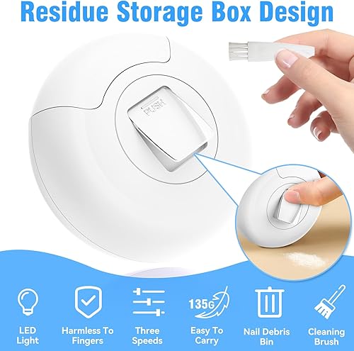 Miniatura 5 de Cortauñas eléctrico 3 en 1, cortaúñas eléctrico portátil para personas mayores con luz LED, recortador de uñas eléctrico automático de 3