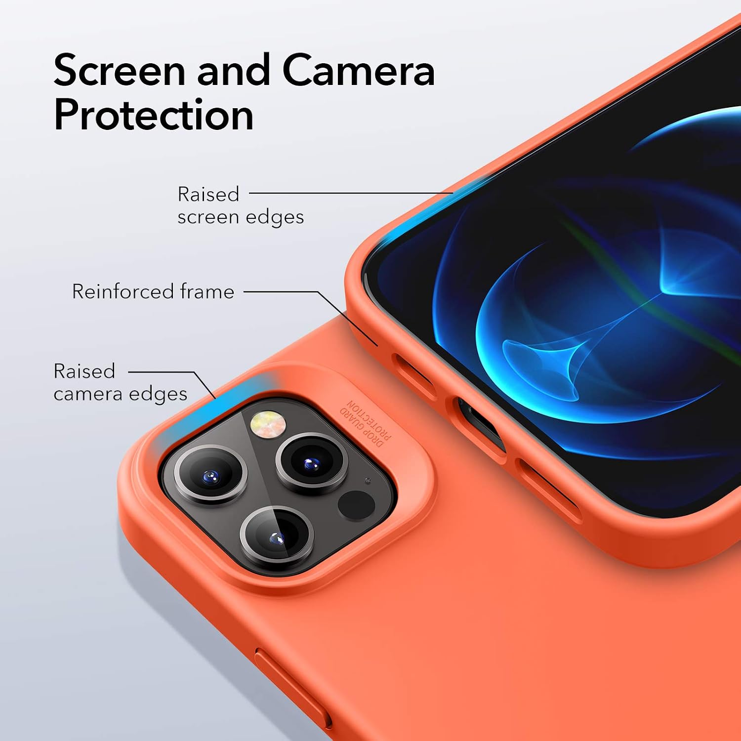 ESR Cloud Series Case Compatible with iPhone 12 Pro Max Case 6.7-Inch [Silicone Rubber Case] [Comfortable Grip] [Screen and Camera Protection] [Soft Lining] [Shock-Absorbing] - Orange