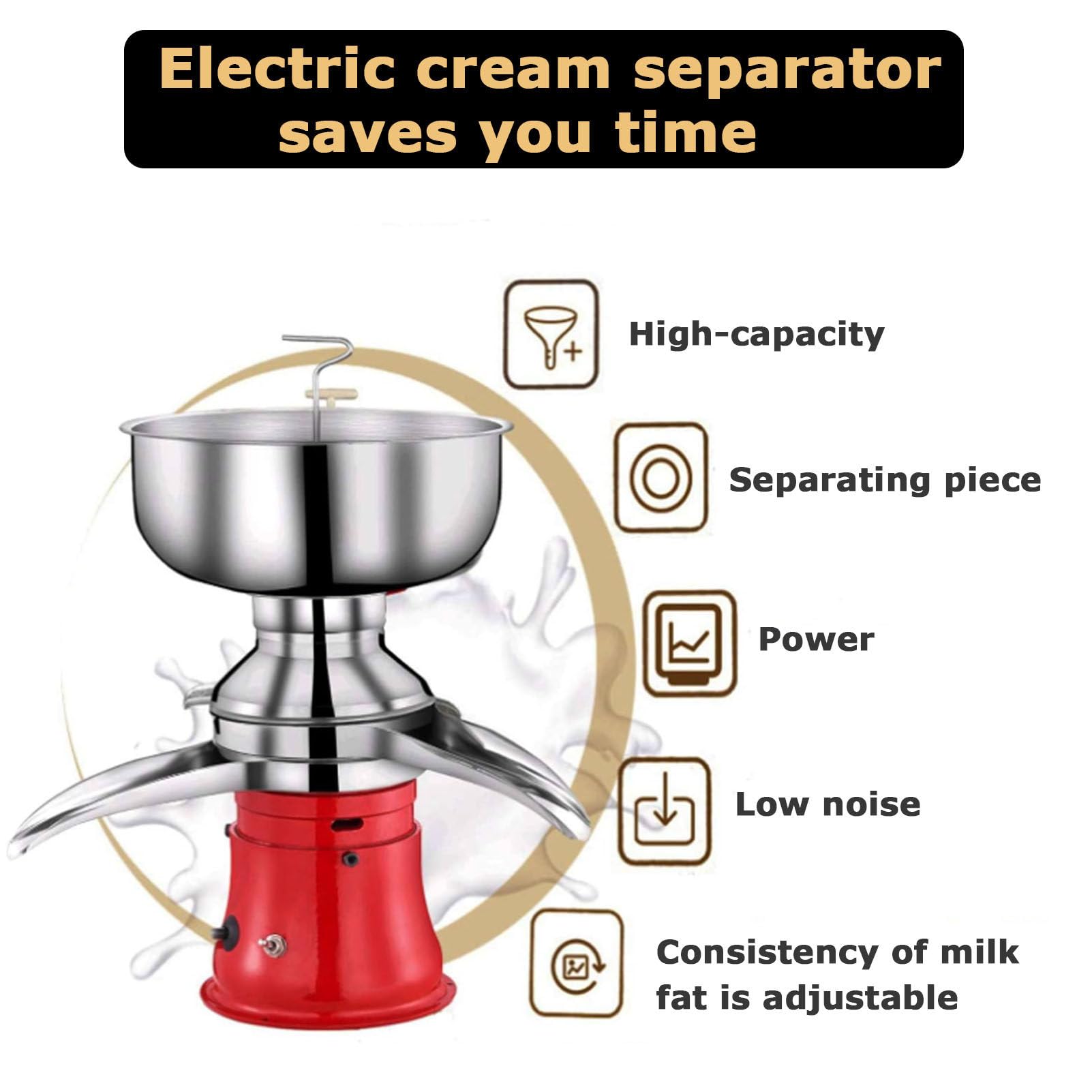 Separatore elettrico per crema di latte, 50L/H ad alta efficienza, converte il latte crudo in crema e latte scremato per la lavorazione dei prodotti lattiero-caseari