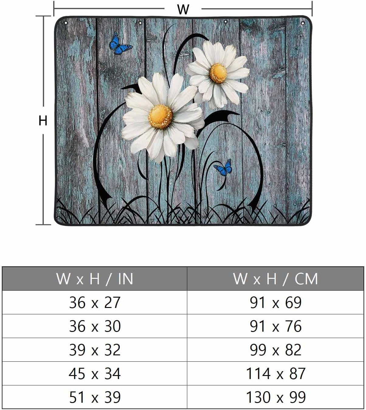 Magnetic Fireplace Cover Rustic Daisy Fireplace Screen Decorative Yellow Sunflower Blue Wood Grain Insulation Fireplaces Blocker Save Energy Fireplaces Draft Stopper Covers for Living Room 39x32