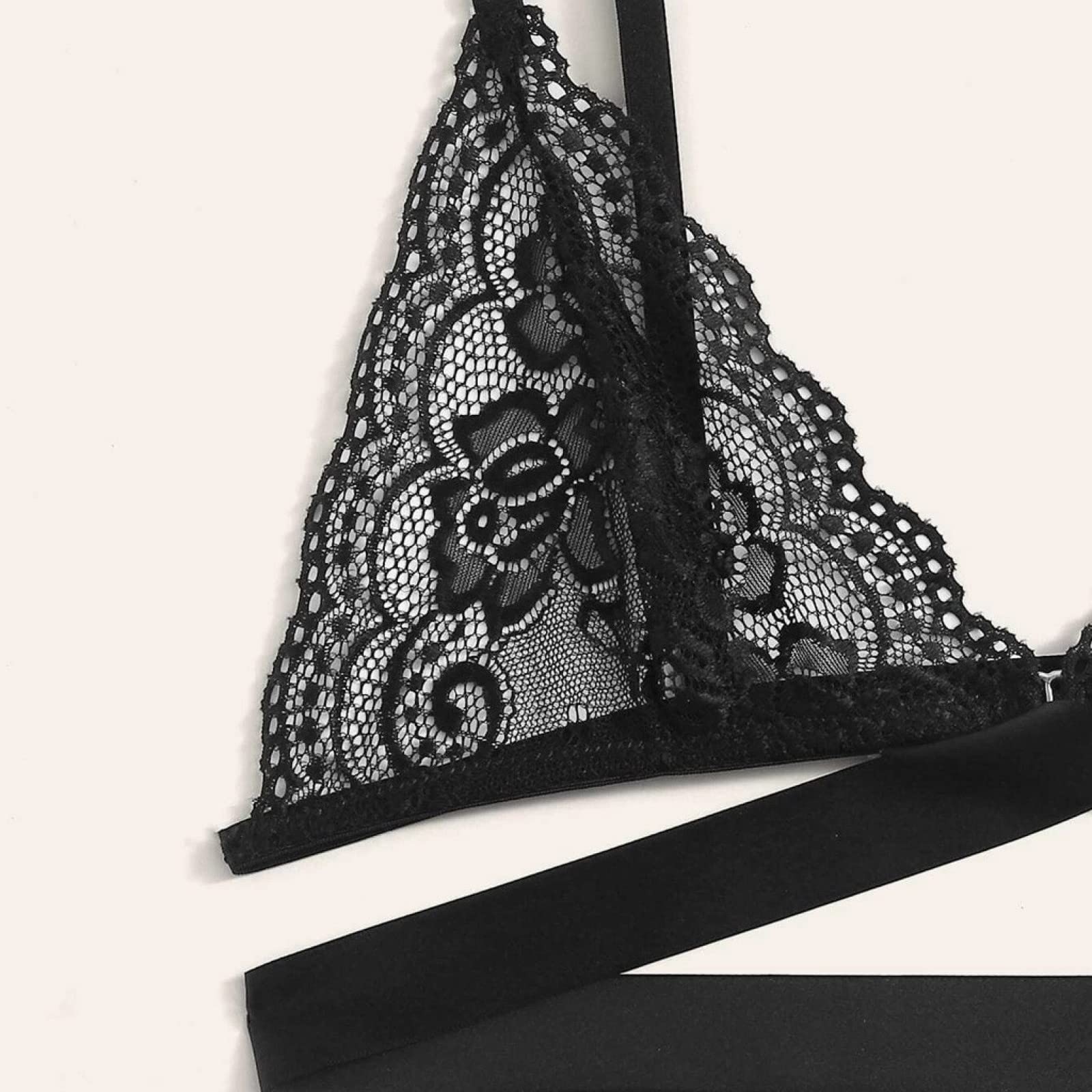 Pigiameria da Donna Lingerie Sexy per Intimo da Donna Sexy Set Reggiseno Perizoma Giarrettiera Lingerie Sexy Costumi in Pizzo Trasparente Traforato (CM) (C XXL)