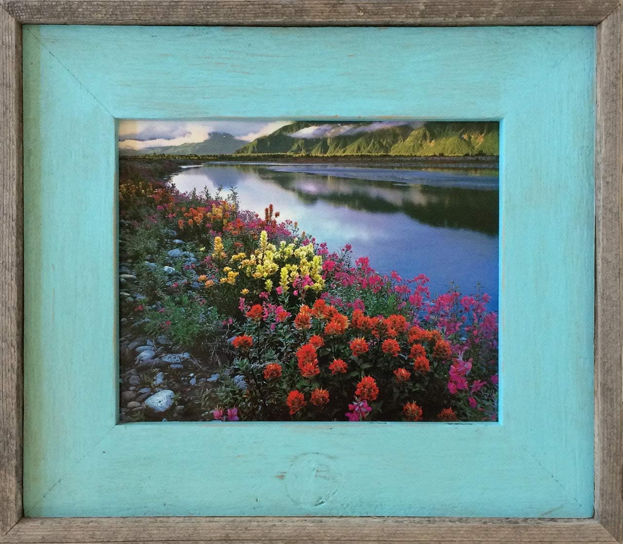 MyBarnWoodFrames - Color Washed Reclaimed Barn Wood 5x7 Picture Frame, Brown Wash with Natural Border