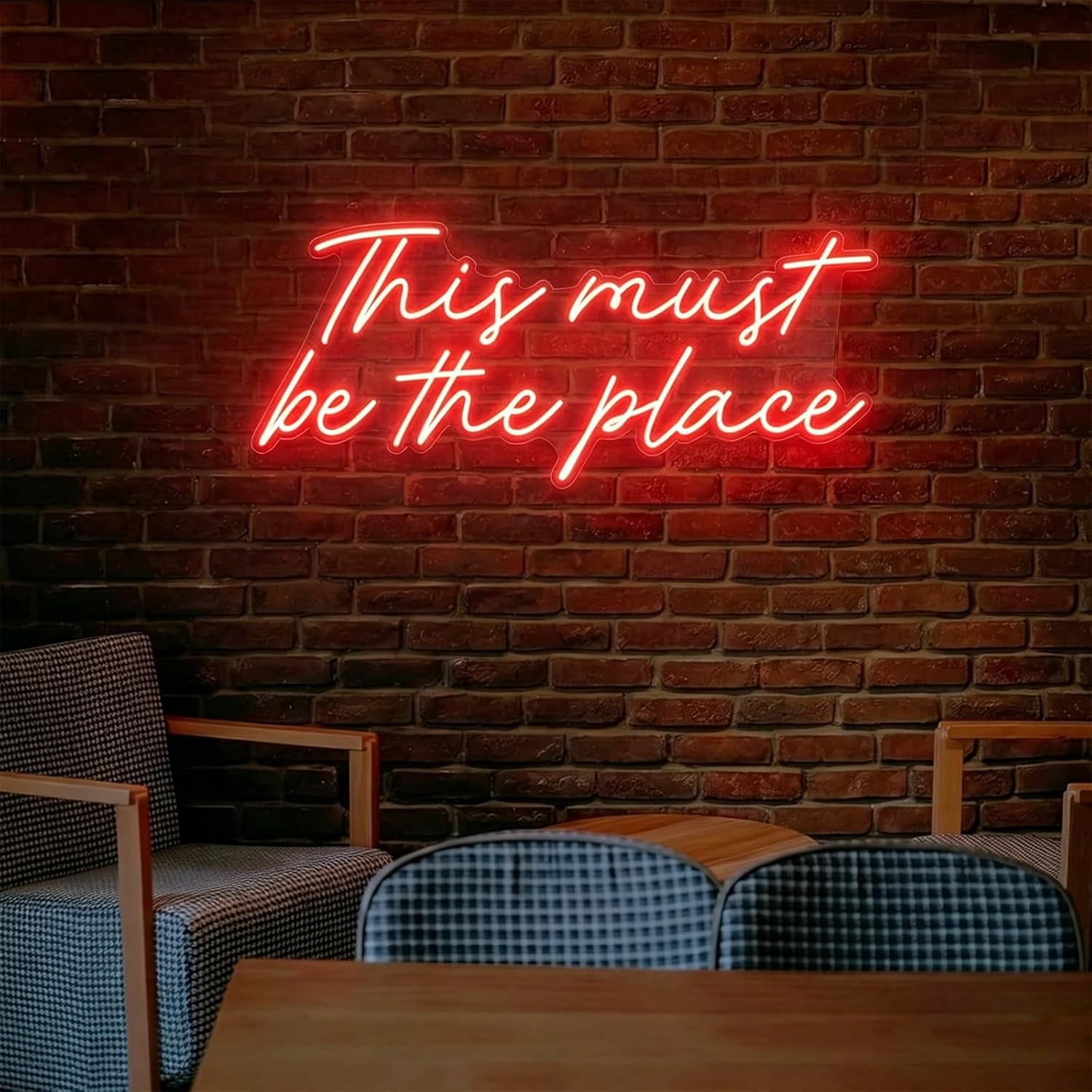 This Must Be The Place Neon Sign 25inches Neon Signs Dimmable Wall Decor LED Light Up Signs for Living Room Bedroom Wedding Bar Restaurant Cafe Shop
