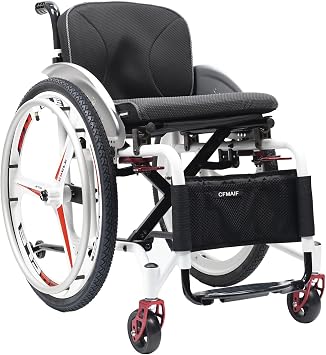 Portable Folding Sports Wheelchairs, Self-propelled Lightweight Aluminum Alloy Chair, Swing Away Footrests & Anti-Tip WheelsA,42cm/16.5in Seat