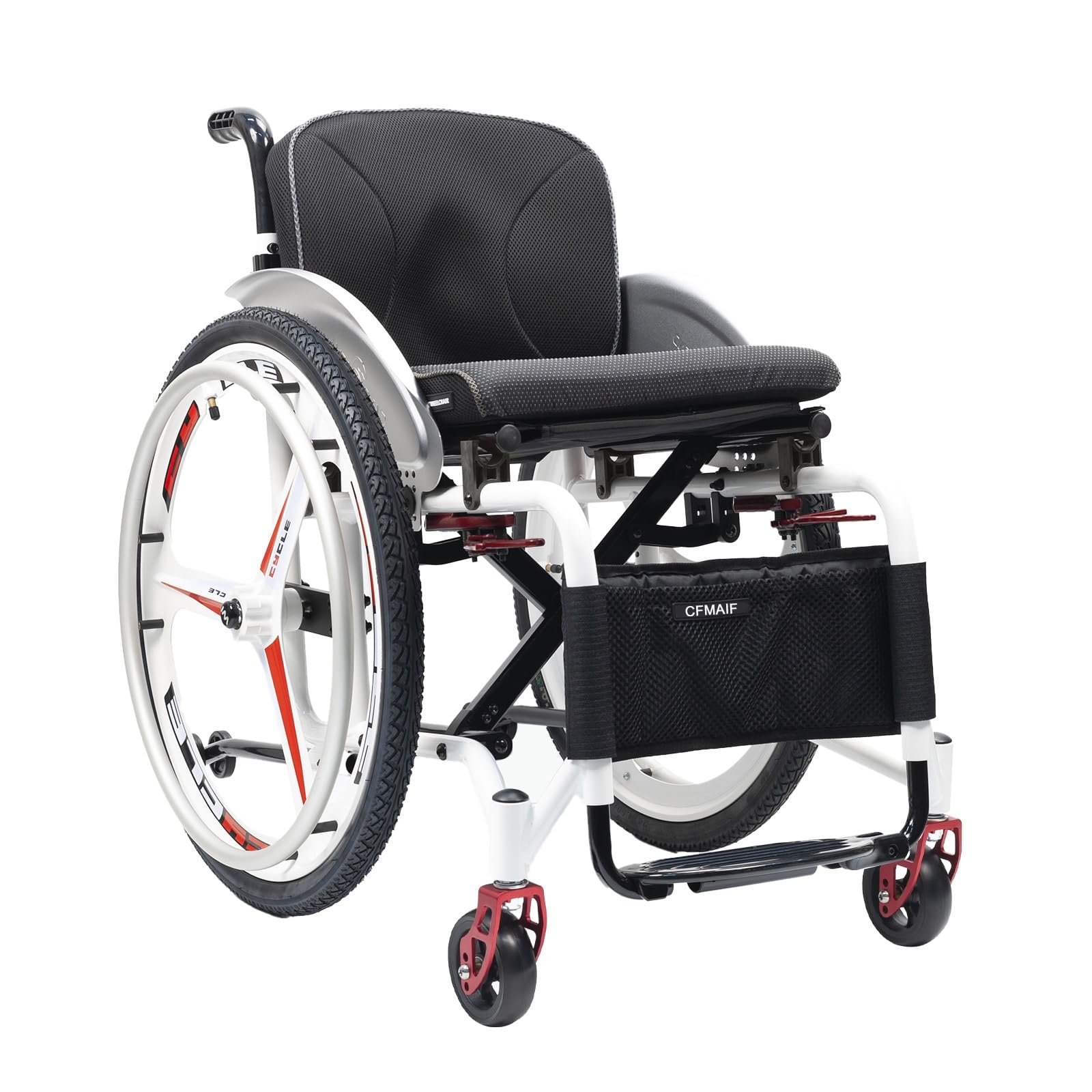Silla de ruedas plegable ligera, de Aluminio para Adultos, Autopropulsable, Viaje de embarque portátil, reposapiés abatible(A,43cm/16.9in Seat)