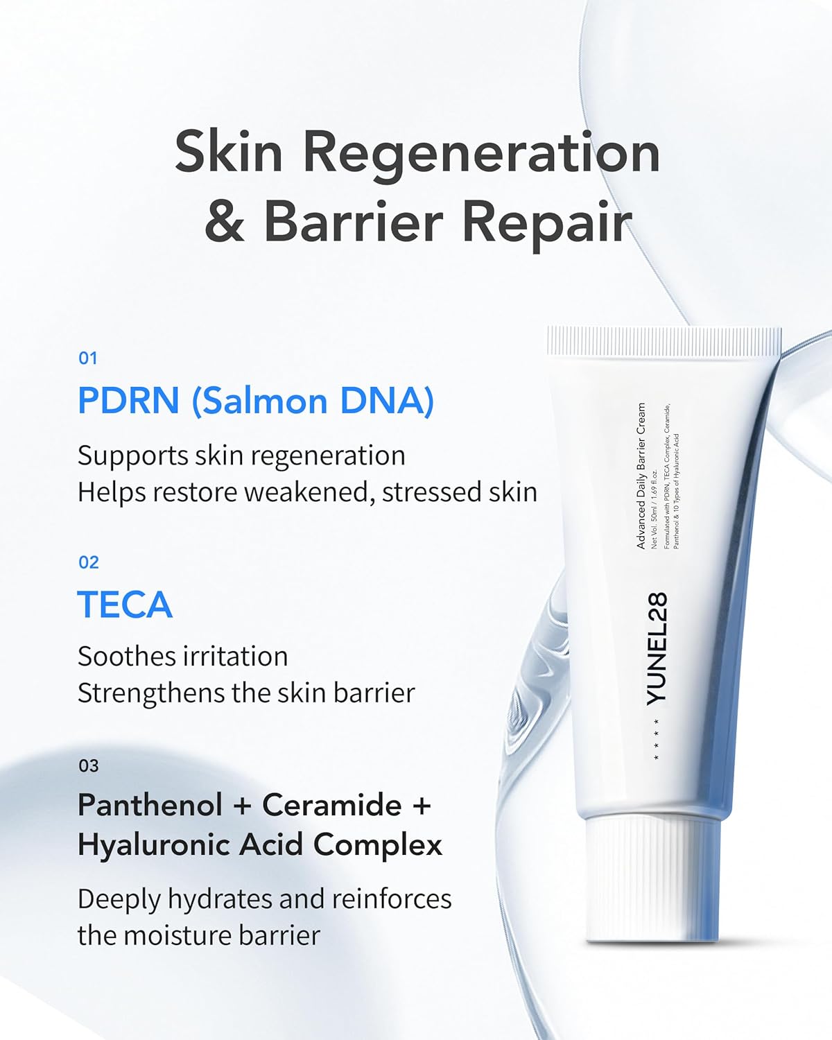 PDRN + TECA Advanced Daily Barrier Cream | Lightweight Korean Face Moisturizer | Soothing Hydration with Panthenol, Ceramides & Hyaluronic Acid | Sensitive Skin Safe | 1.69 fl oz / 50 mL - Image 4