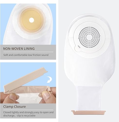 Miniatura 4 de 10 bolsas de colostomía  Suministros de ostomía  Bolsa de ostomía drenable de una pieza para el cuidado del estoma de ileostomía, corte a medida