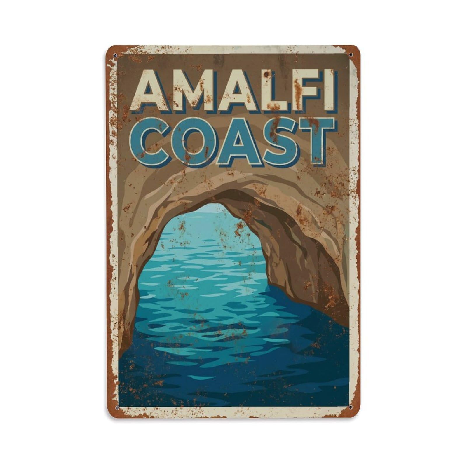 Vintage Travel Grotto Italy Sea Metal Tin Sign