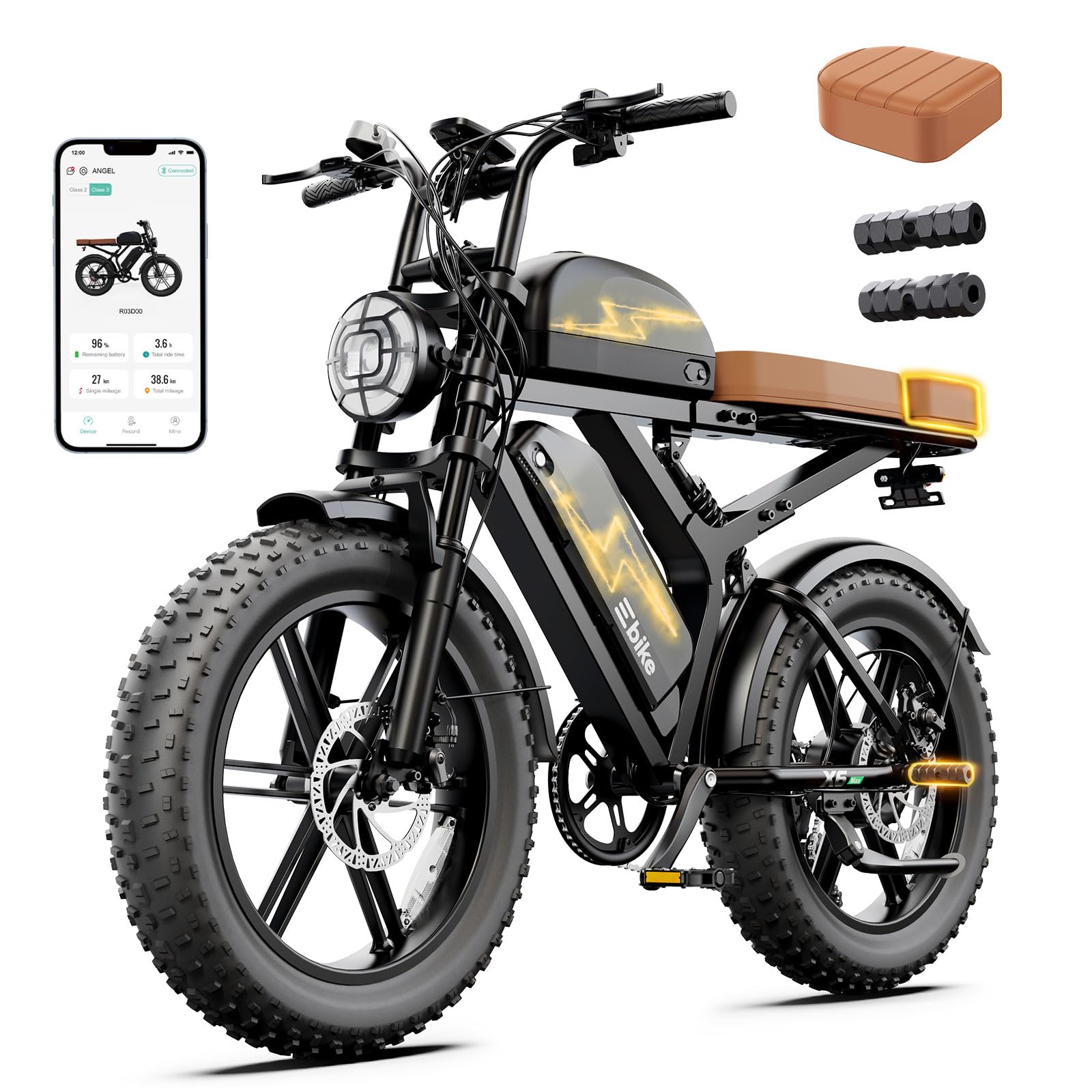 SISIGAD Electric Bike for Adults, 2000W Peak Motor E Bike with 48V Removable Battery, 65-120 Miles Range Electric Bicycle, 20 * 4" New All-Terrain Ebike with 7 Speeds, Full Suspension