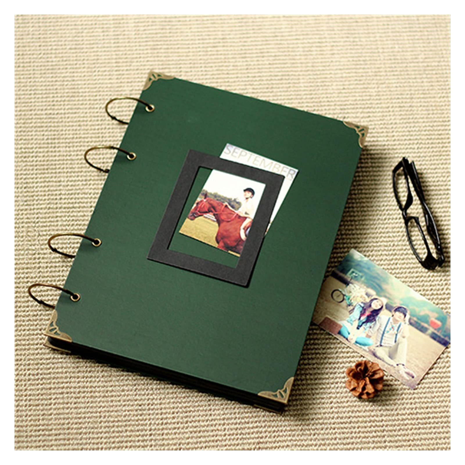 Album Fotografico A4 Dark Green Photo Photo Album Book fai da te appiccicoso dipinto a mano Memory Book Interstitial Home-Made Souvenir Book Album for famiglie for regali di compleanno Album foto
