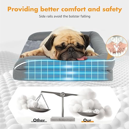 Miniatura 6 de Lekereise Cama elevada para perros para exteriores + sofá cama ortopédica para perros pequeños, diseño 2 en 1, carga 40 libras, color gris