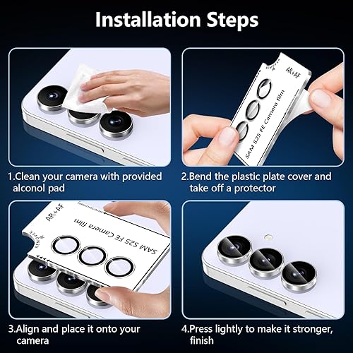 Vista 1276 de para Samsung Galaxy Z Flip 7 Protector de Lente de Cámara, Cubierta de Lente de Vidrio Templado con Anillo de Metal Individual, [Fuerte Adhesión] 1