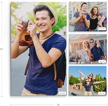 CanvasChamp Personalized Photo to Canvas Print Wall Art 4 Panel, (1) 34 x 20, (2) 10 x 13, (3) 10 x 13, (4) 10 x 13 (Thin wrap)