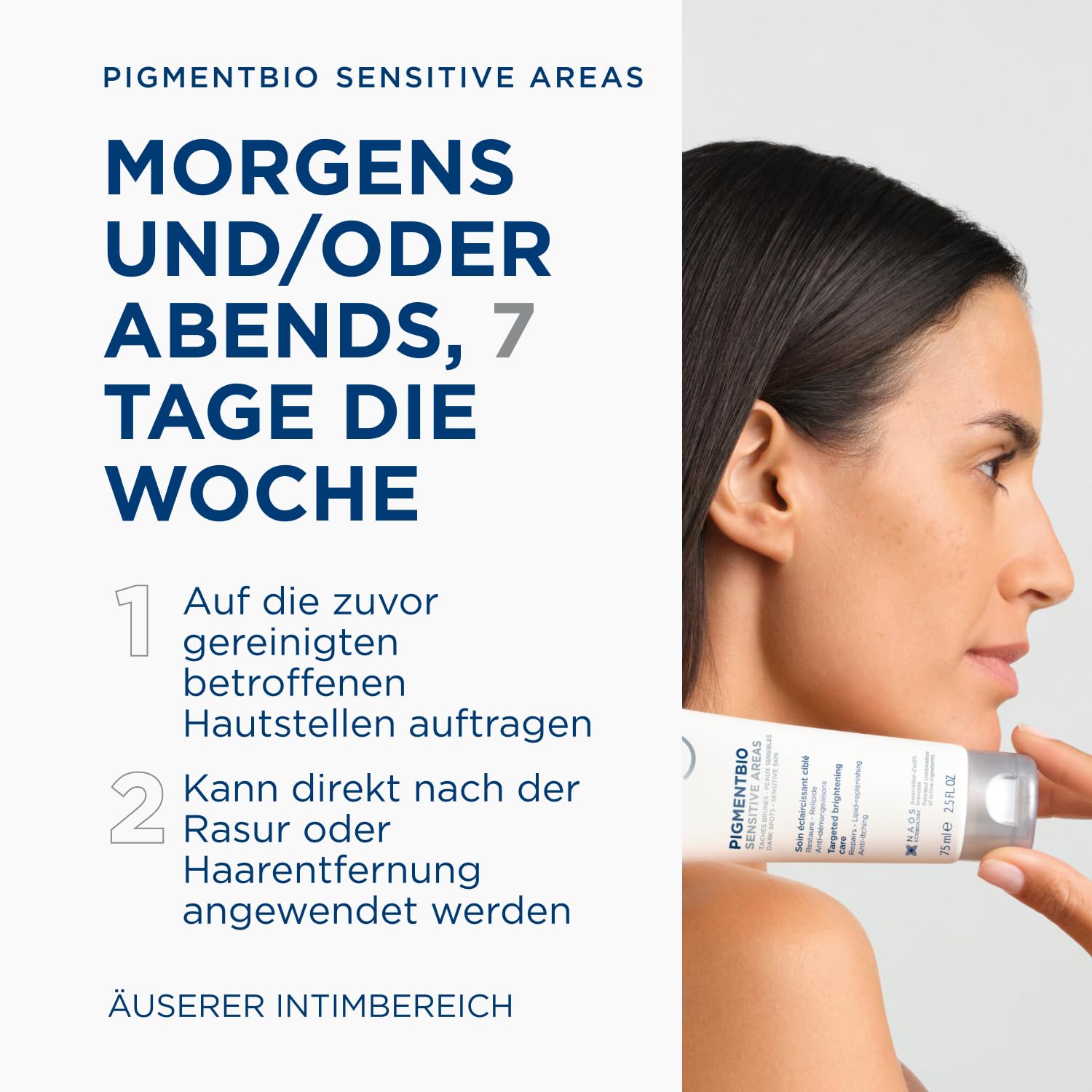 BIODERMA Pigmentbio Sensitive Areas - aufhellende Pflege für empfindliche Stellen - ideal für Knie, Ellenbogen, Achseln, Oberschenkel und Leistengegend - spendet Feuchtigkeit und beruhigt - Tube 75 ml