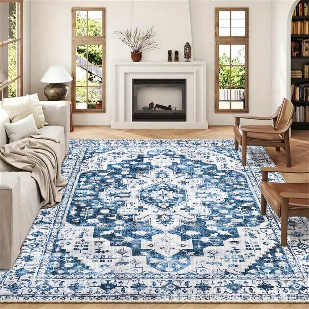 Tapis de salon bleu floral vintage 60x120cm une touche d'élégance classique