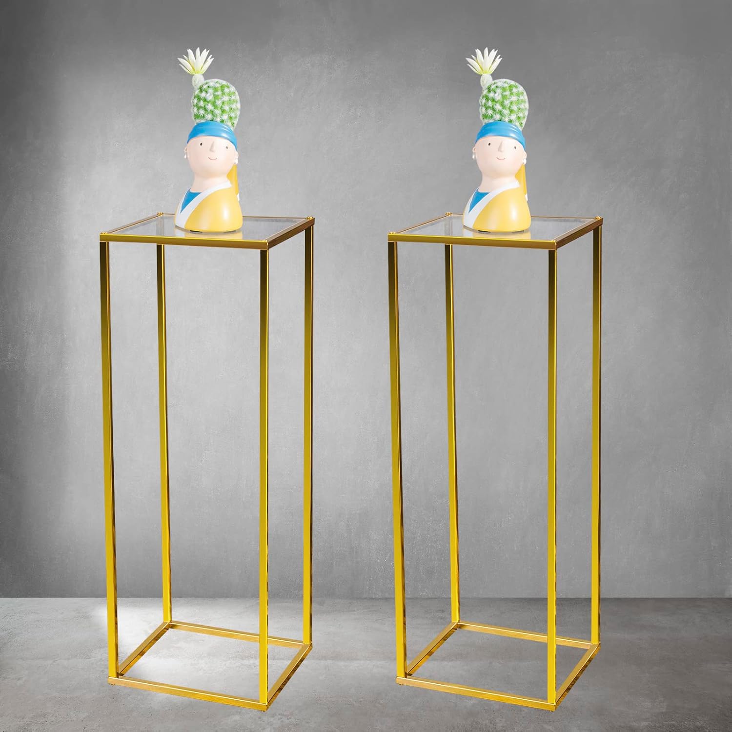 YALLOVE 2 Pack 23.75 Inch Gold Wedding Flower Stand Metal