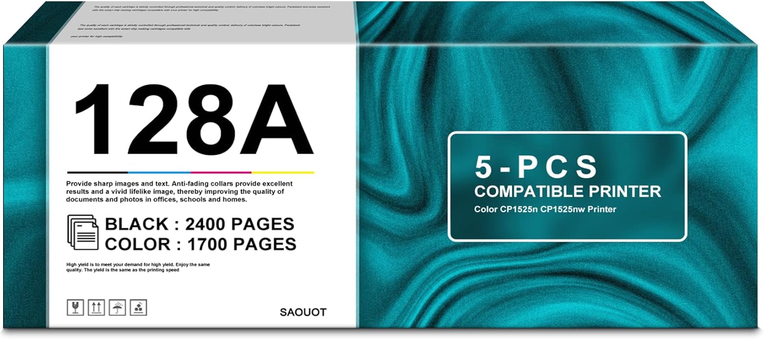 Remanufactured HP 128A Toner Cartridges 4-Pack - Compatible With CP1525n CM1415fn Printers
