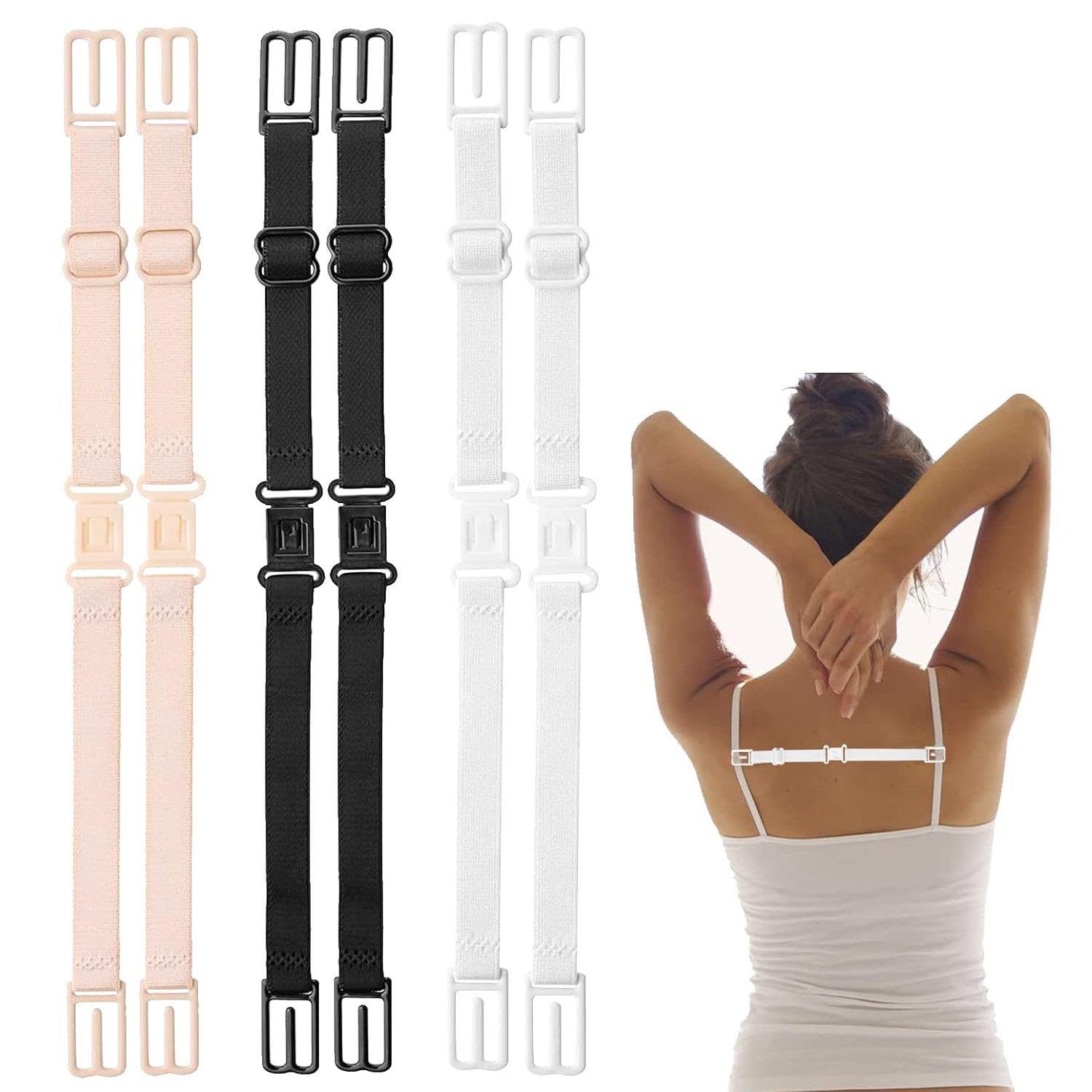 Set 6 Ferma Reggiseno Antiscivolo – Elastico Regolabile Nero – Supporto Schiena Clip – Myrne's