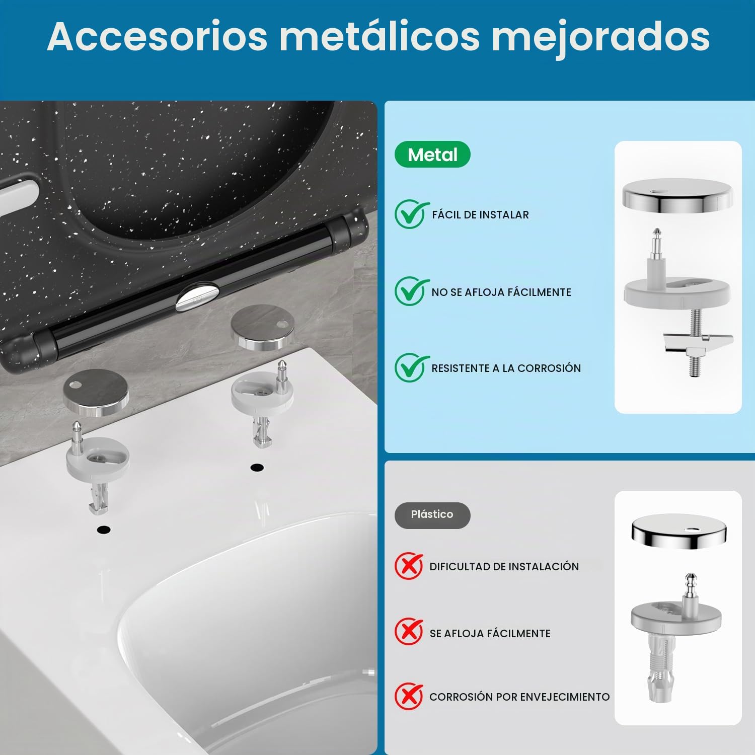 Tapa Wc Forma Cuadrado Ultrafino [CORTO], Asiento de Inodoro Cuadrado con Cierre Suave y Liberación Rápida para una Fácil Limpieza,Universal para Inodoros de Forma Cuadrada, Negro