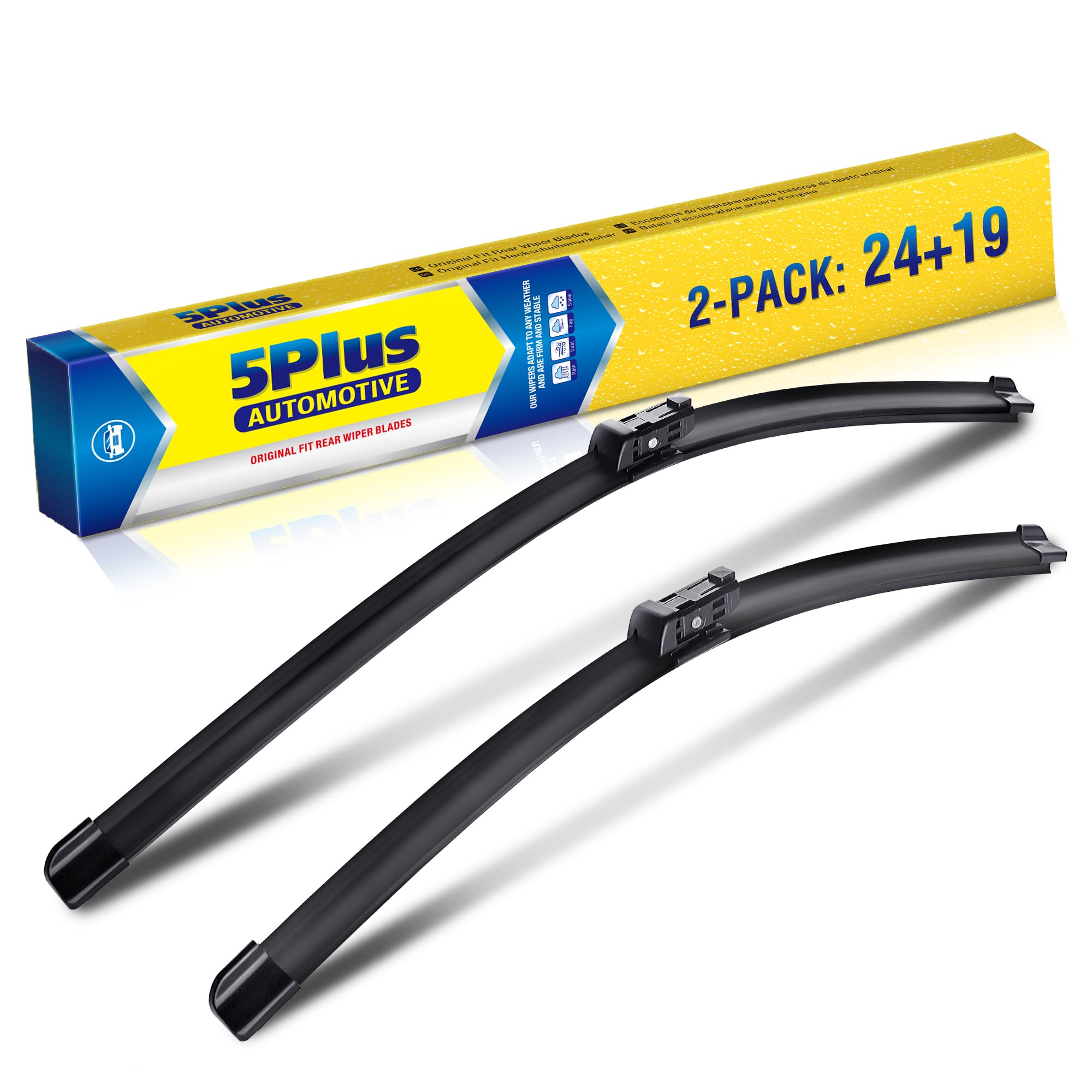 24"+19" Windshield Wiper Blades Replacement For VW Volkswagen Jetta 2011-2023 Passat 2012-2018 CC 2013-2017, Premium All-Season Automotive Replacement Windshield Wiper Blades For My Car-Top Lock 16mm