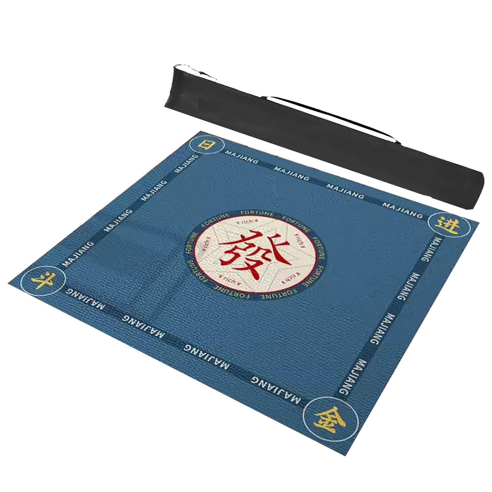 Mata do mahjonga, Mata Mahjong na stół do gry z torbą przenoszenia kart włókna poliestrowego Antypoślizgowa gumowa podkładka(Blue,59.1x59.1inch/150x150cm)