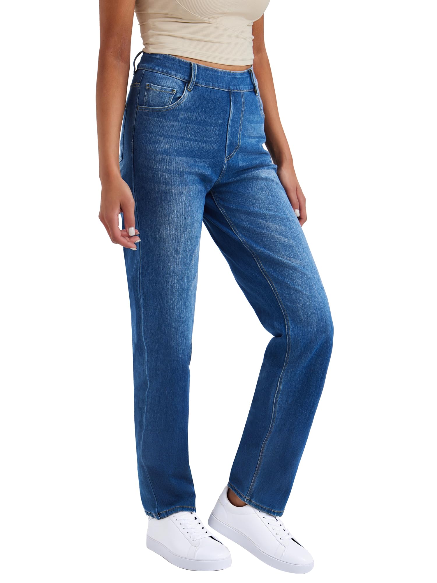 LaiEr Jeans de Yoga Elásticos de Cintura Alta para Mujeres,Pantalones de Fitness, Pantalones de Pull on Corte Micro Suaves y Cómodos Bootcut para Deportes de Yoga Fitness.