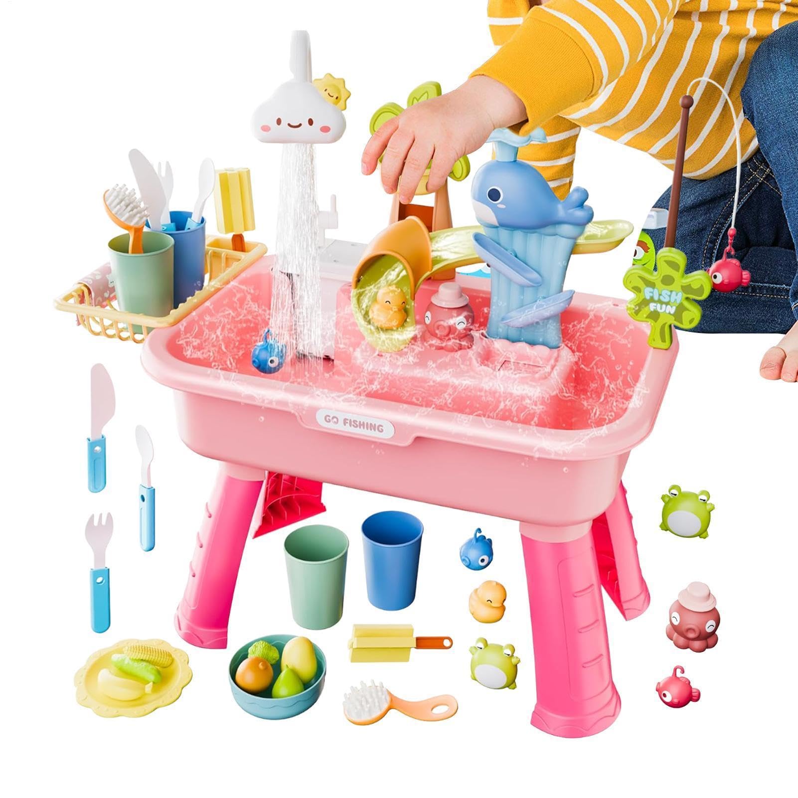 Generisch 4 In 1 Wasserspieltisch Für Kinder, Spielspüle Mit Fließendem Wasser, Wassertisch Kinder, Sommer Wasserspielzeug Garten Für Wasserspieltisch Mit Pumpe, Mädchen Kleinkinder