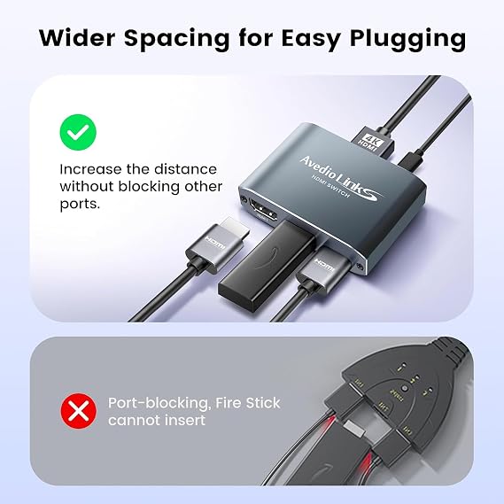 HDMI Switch 3 in 1 Out, 4K@60Hz Aluminum Alloy with 4FT HDMI 2.0 Cable
