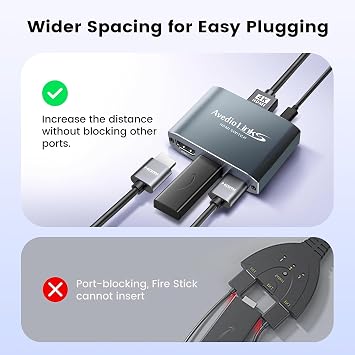 HDMI Switch 3 in 1 Out, 4K@60Hz Aluminum Alloy with 4FT HDMI 2.0 Cable