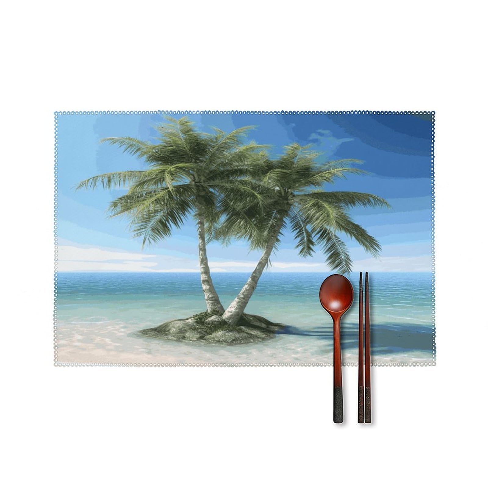 Fekiloot Style Sea Palm Trees Placemats Set Of 6,Table Mat