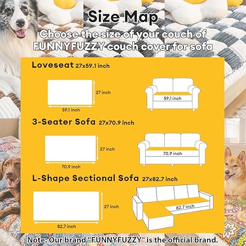 Miniatura 5 de FUNNY FUZZY Fundas de sofá para mascotas, fundas de sofá para perros, fundas lavables para perros, protector de muebles de color crema, fundas de