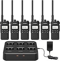 Vista 1 de (2ª generación RT86) Retevis RT86S Walkie Talkie de largo alcance, radio profesional de 2 vías con cargador de 6 vías, llamada grupal, recargable