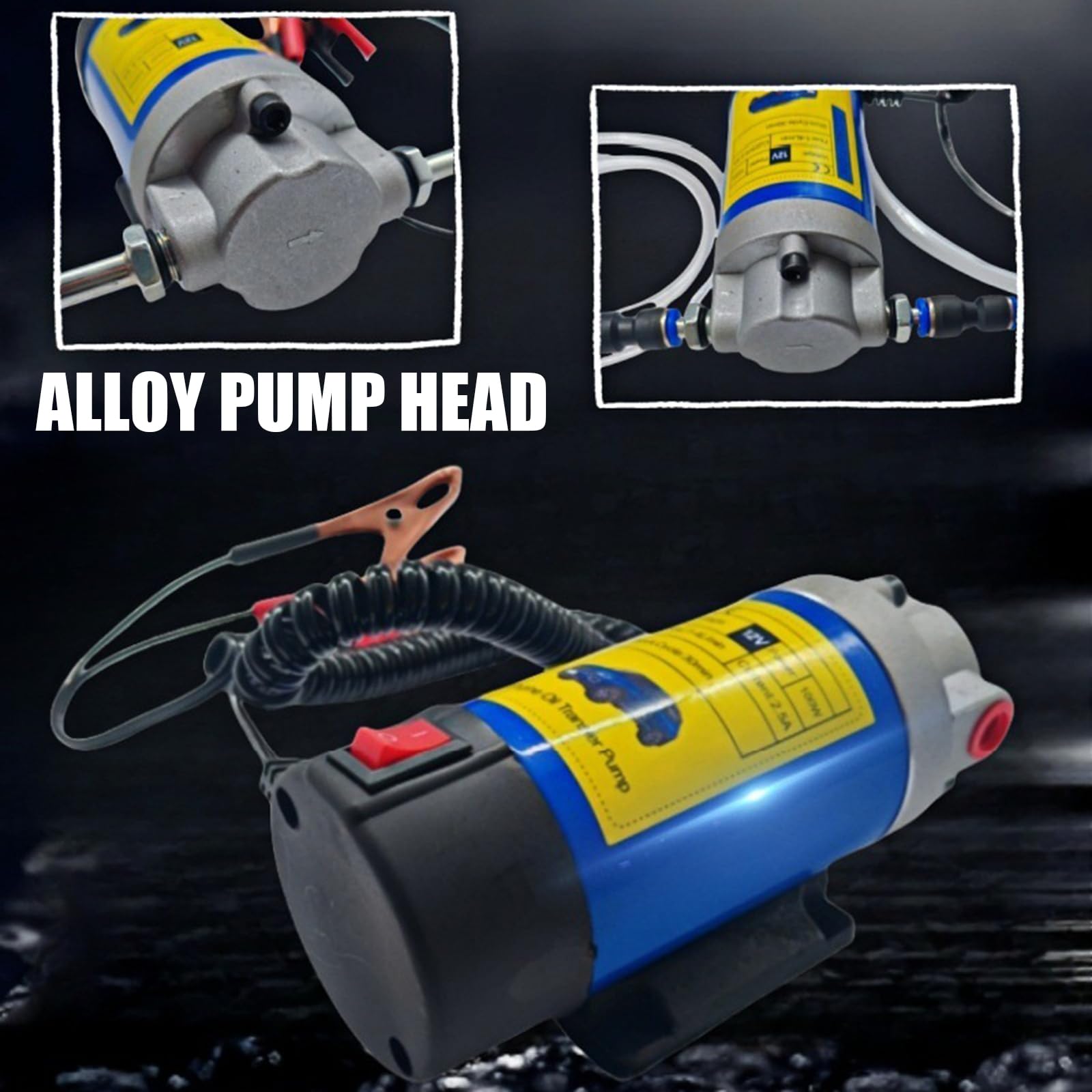 Pompe d'aspiration d'huile 100 W - Pompe de transfert d'huile robuste 24 V pour tâches d'entretien de voiture et de machines - Transfert électrique portable