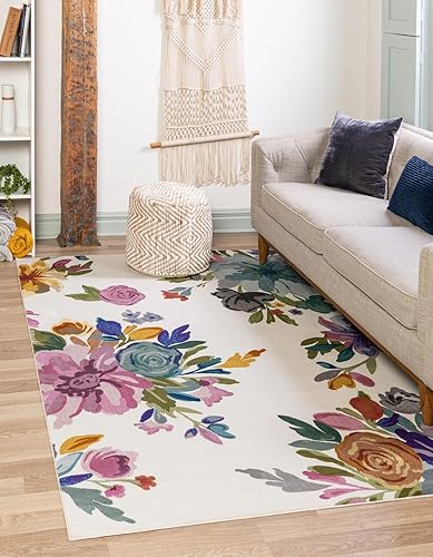 Unique Loom Blossom Collection - Alfombra de área - Laura (2' x 3' 1", rectangular, marfilnegro)