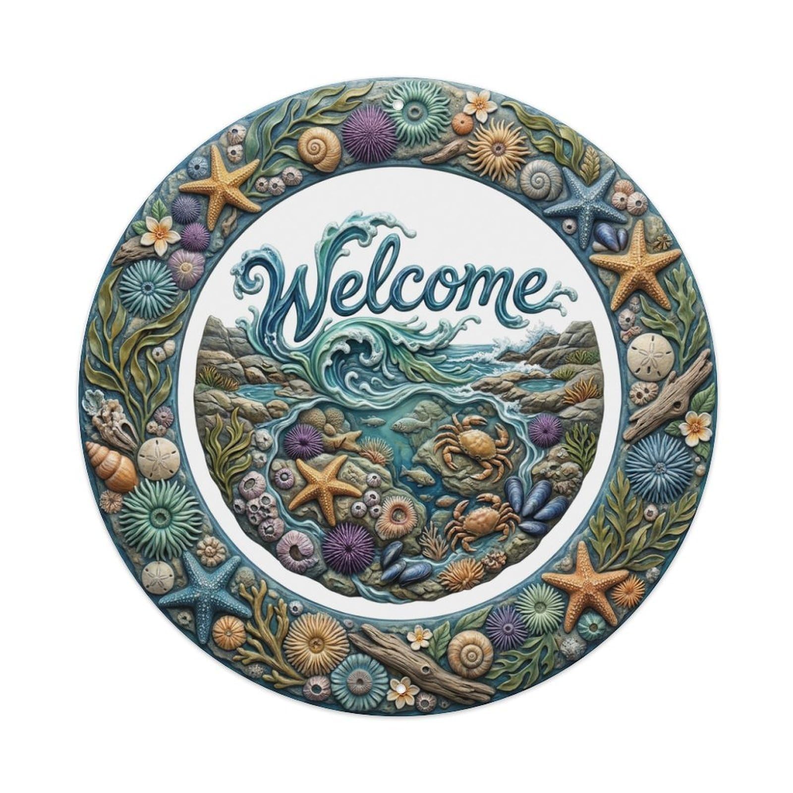 Tgrcjimh Style Metal Tin Sign Tide Pool Welcome Rocky Shore