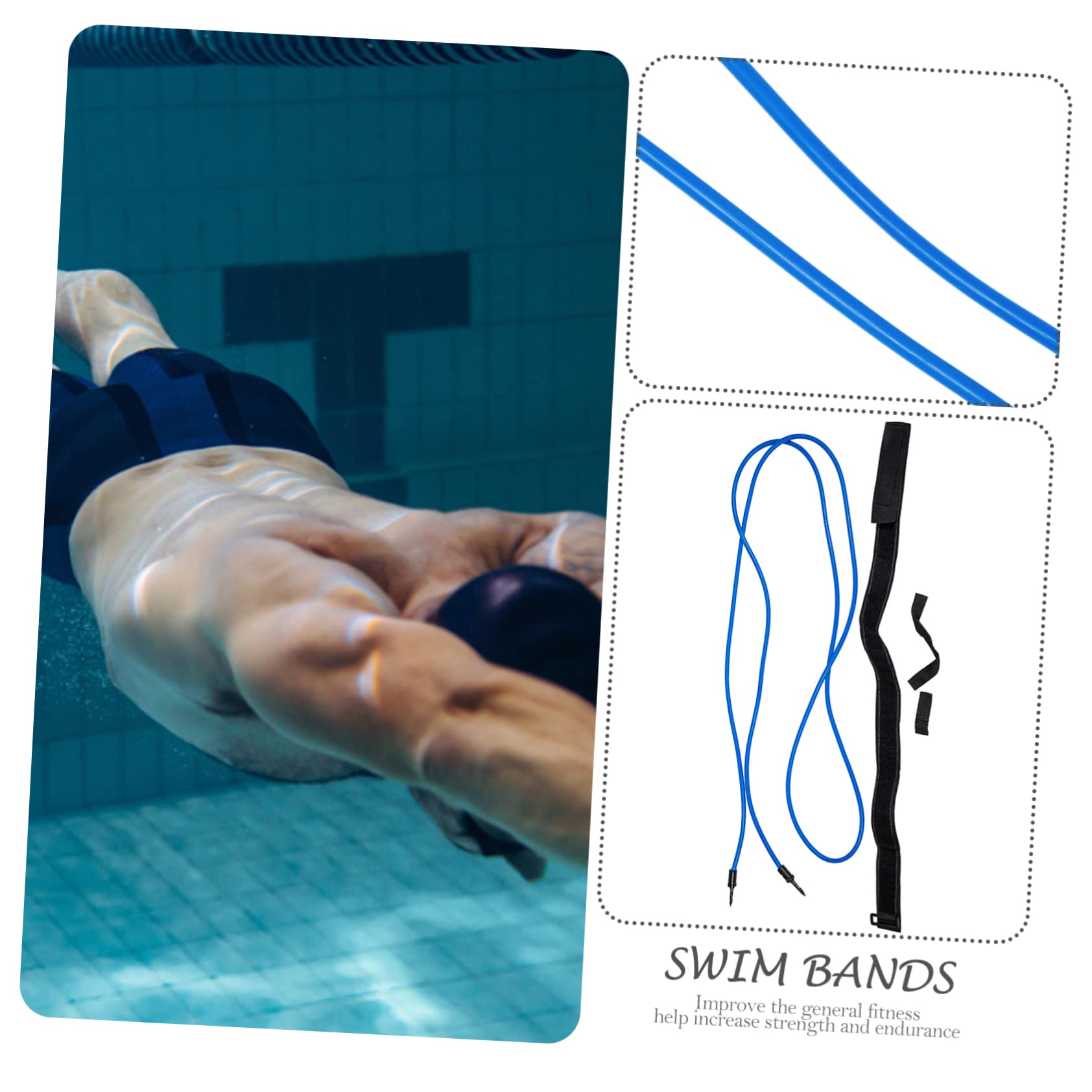 WOONEKY 2 Set di Kit per Lallenamento al Nuoto Cintura Elastica Set di Resistenza al Nuoto Attrezzi per Esercizi di Nuoto Allenamento in Piscina per Il Fitness