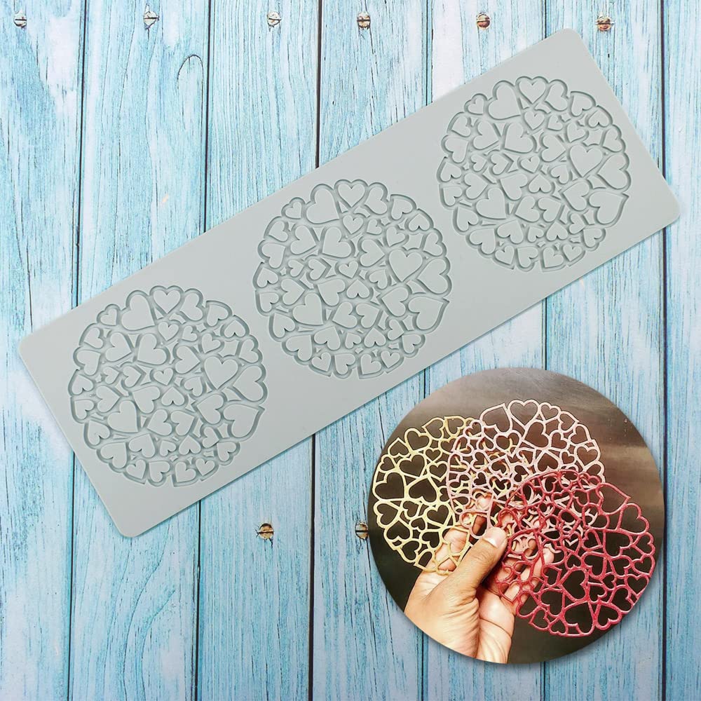 Tapis Dentelle Fondant Silicone 3 Trous Pavillon – Moule à Sucre Comestible Pour Décoration Gâteau