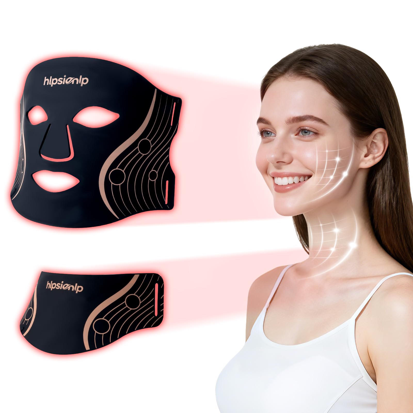 LED Light Therapy 7 in 1 Colors Light Red Light Therapy for Face Neck Portable Facial Mask with
